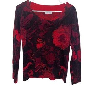 Calvin Klein Floral Print off shoulder Sweater